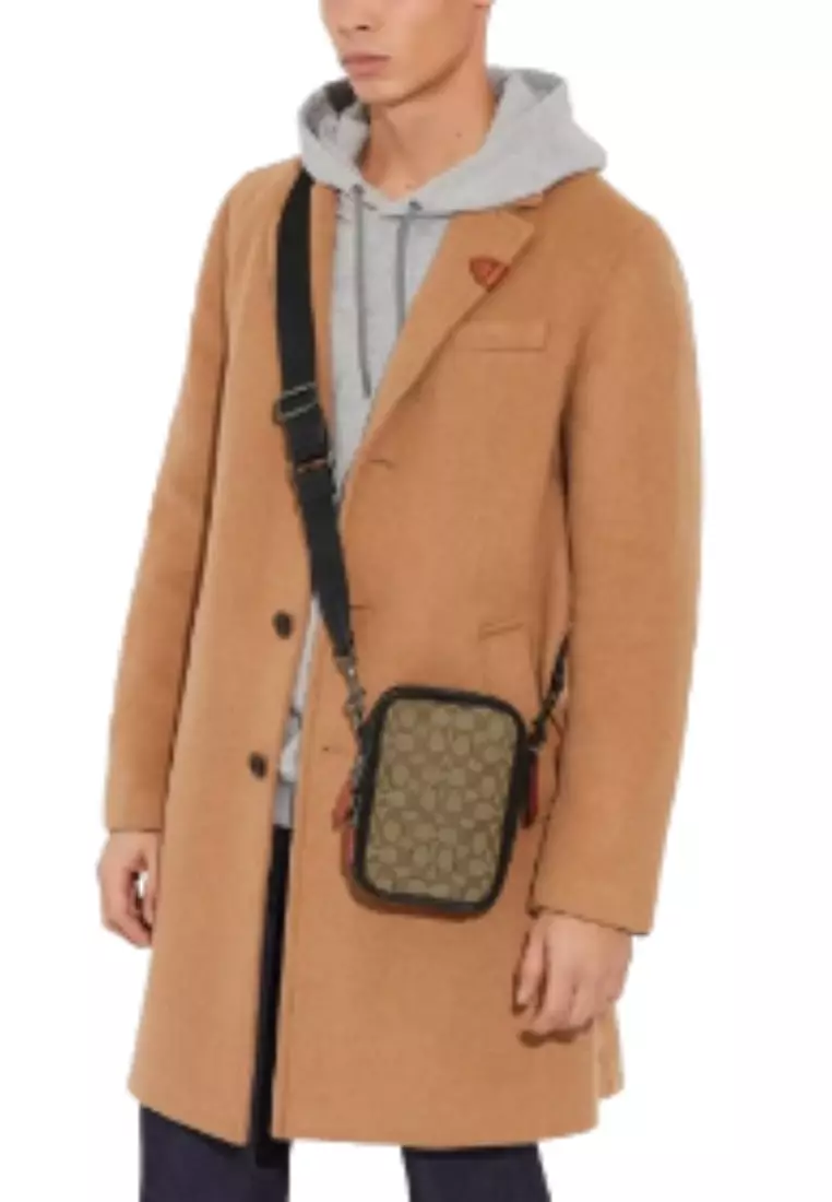 Coach Stanton Crossbody Bag In Signature Jacquard In Khaki Black Multi CH097