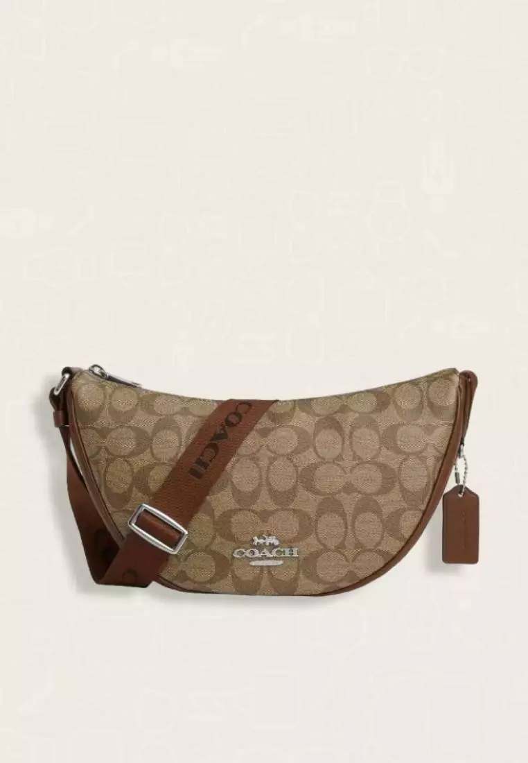 Coach Pace Shoulder Bag In Signature Canvas Khaki Saddle