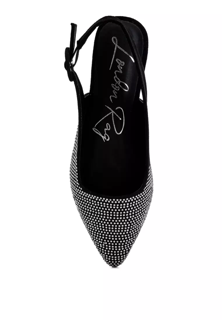 Bagal Slingback Berlian Imitasi Hitam