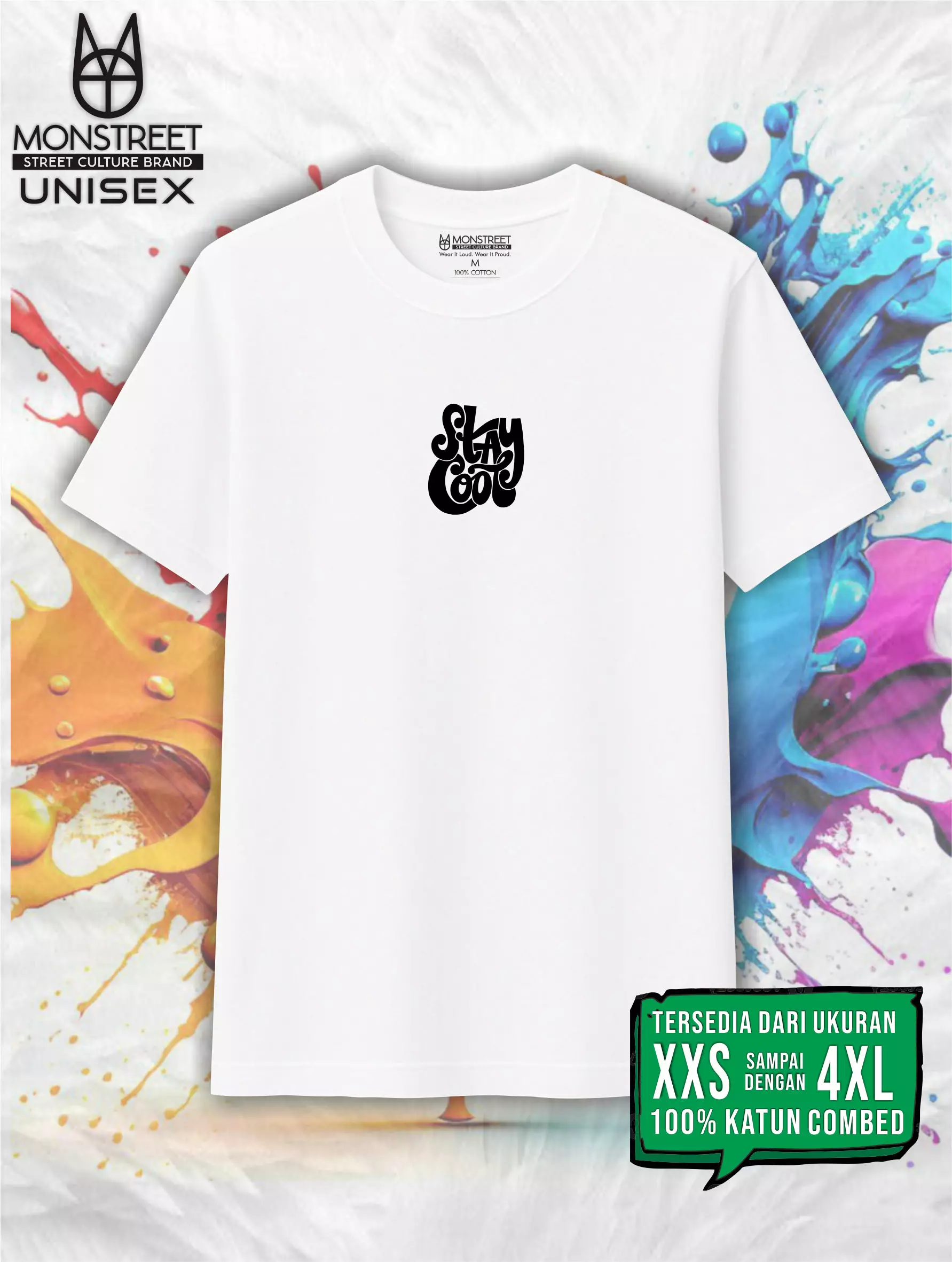 Monstreet Kaos Katun Combed 24S Grafis Reguler Fit Putih Tshirt UTR176 Cotton Combed 24S Graphic Tshirt Regular Fit White Tshirt