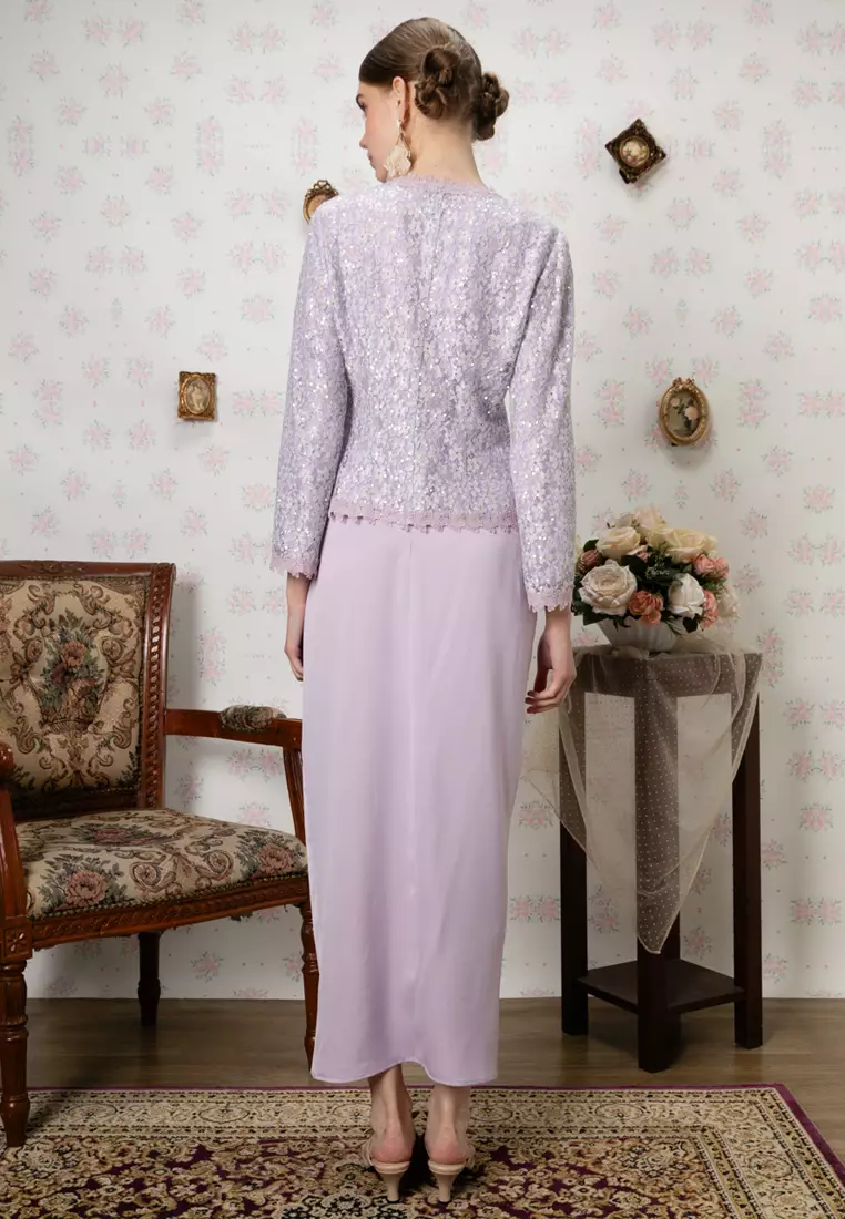 RATNA  SEQUIN TOP AND DRAPE SKIRT SET