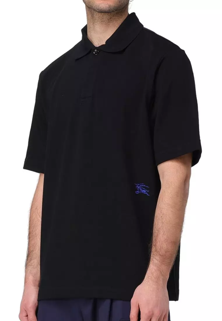Equestrian Knight Cotton Polo Tee in Black