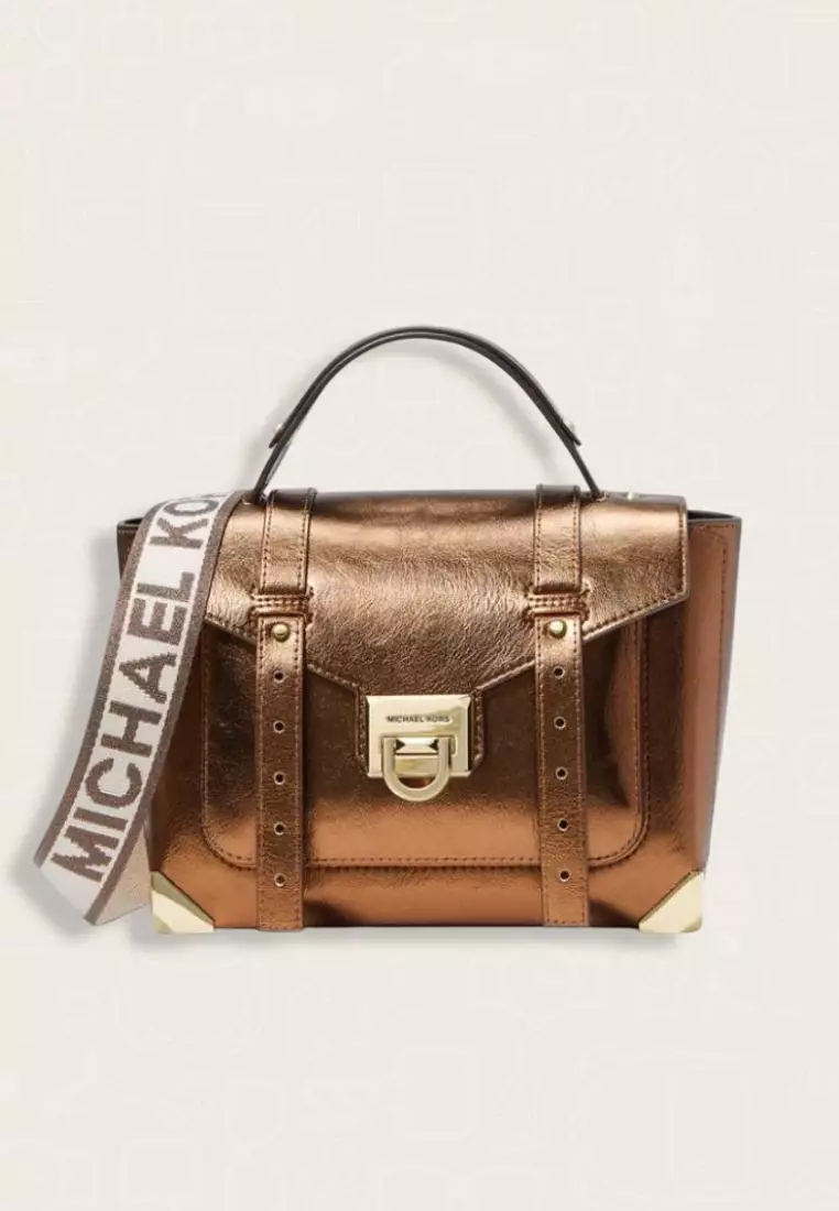 Michael Kors Manhattan Medium Patent Satchel Mocha