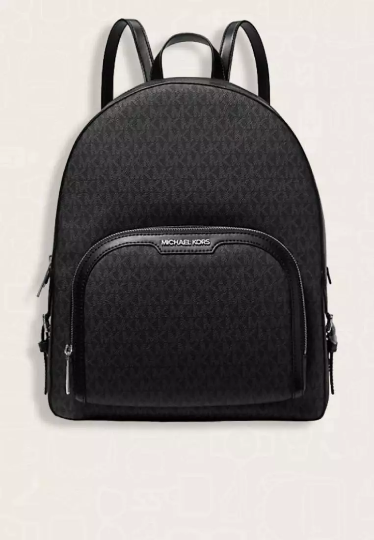 Michael kors black best sale logo backpack