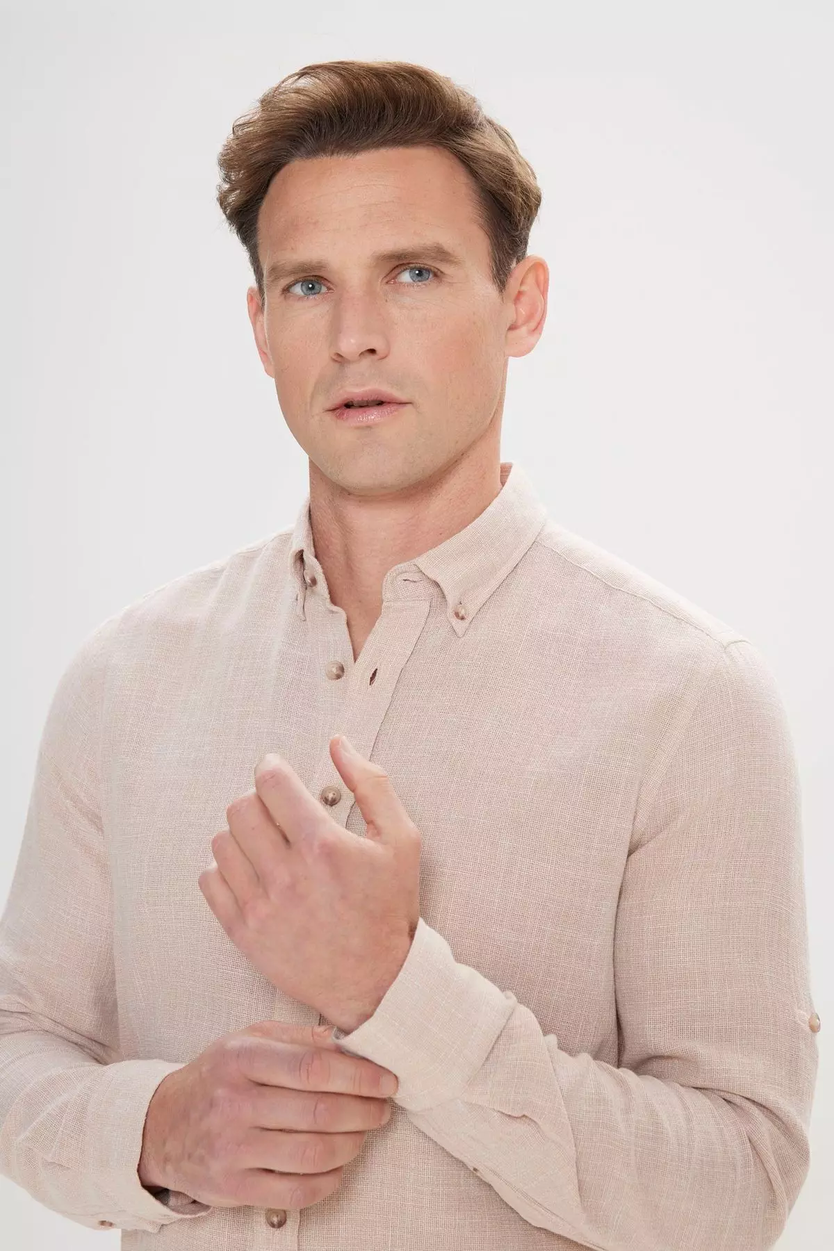 Slim Fit Linen Look Shirt