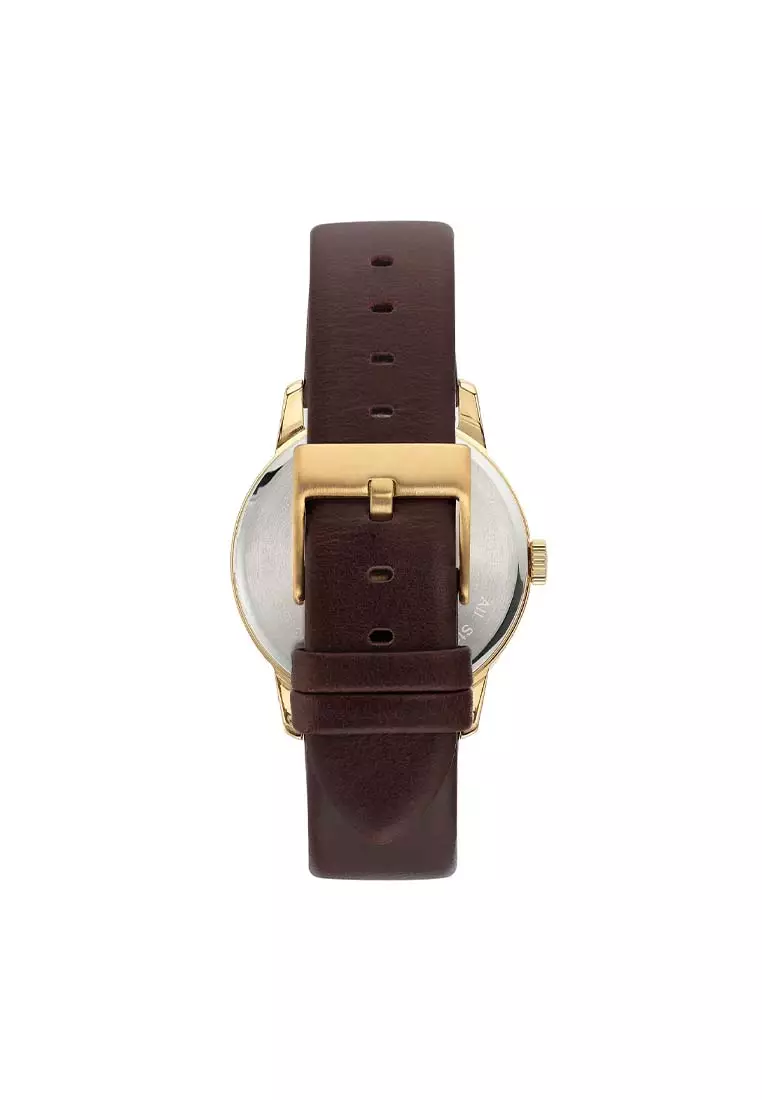 Men's Brown Leather Strap Analog Watch AR-20/5431GDGPBN