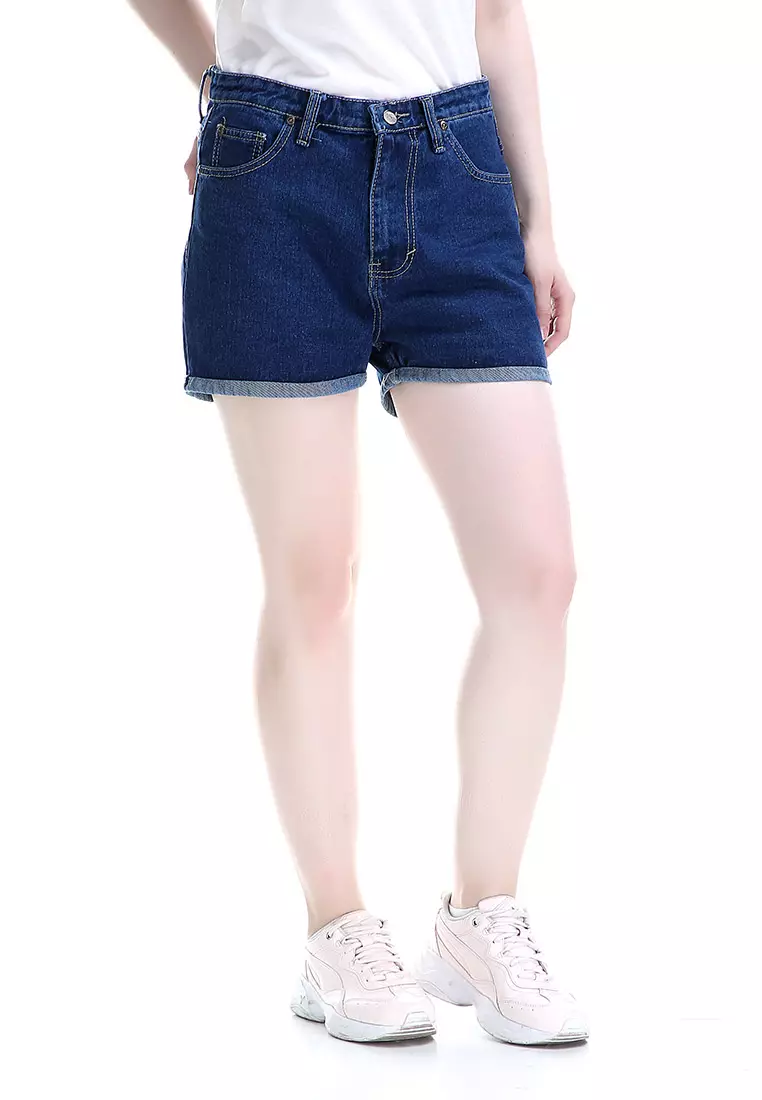 Fern Celana Jeans Pendek Bawahan Wanita Hotpants Simple Woman - Navy