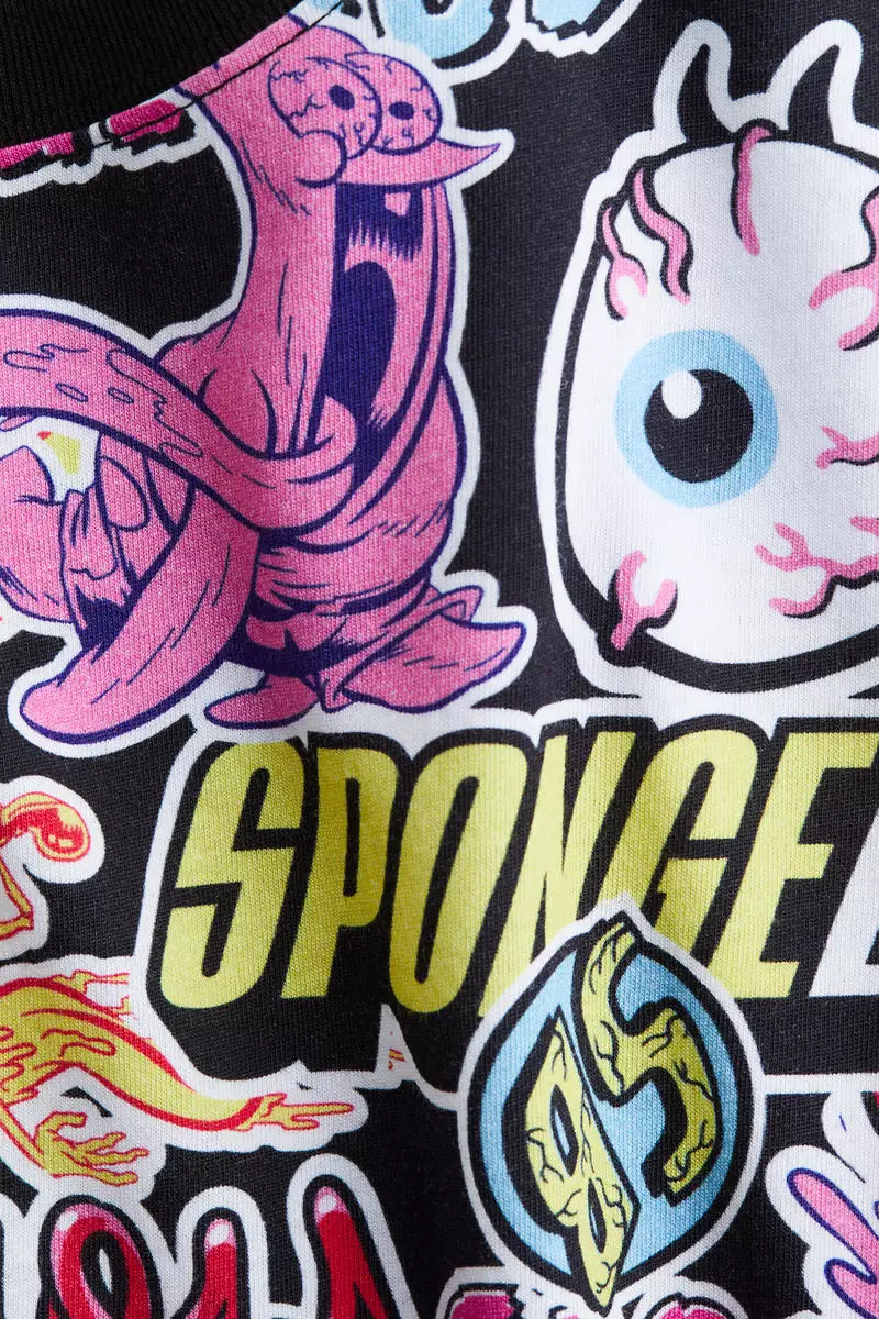 Print-motif cotton T-shirt