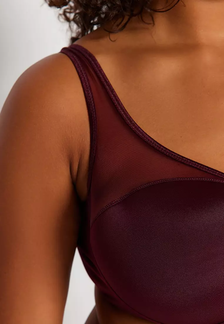 Plus Size Mesh Detailed Covered Contouring Bra