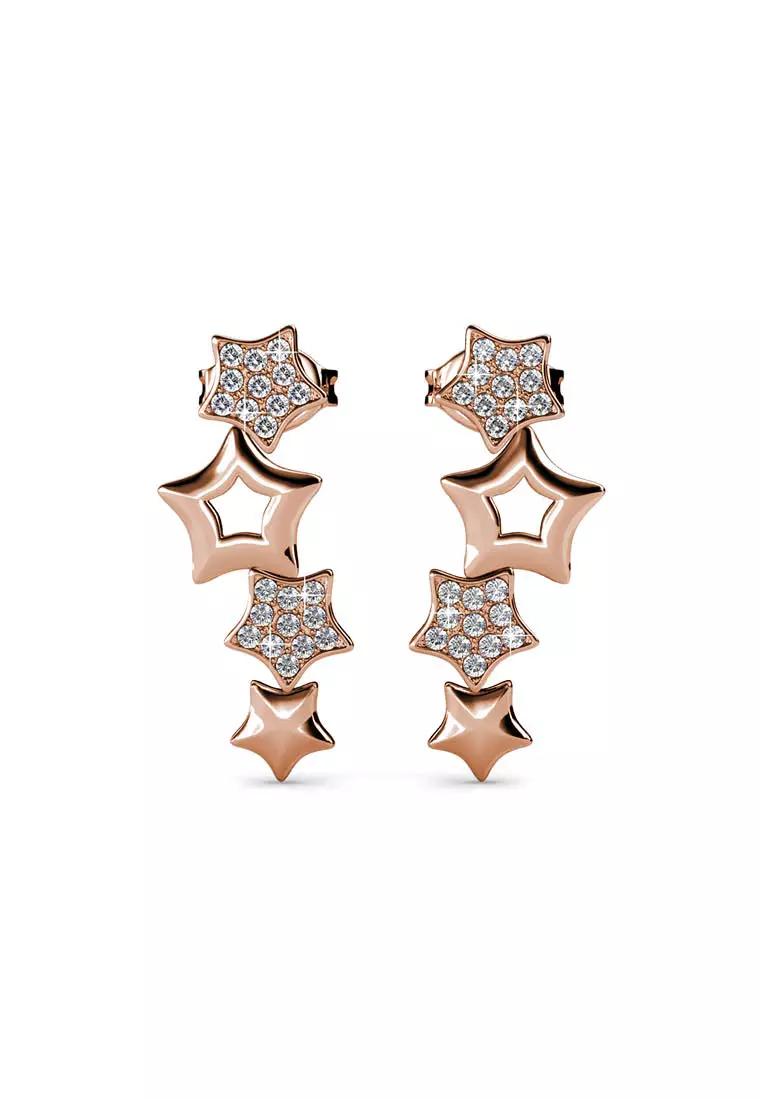 Her Jewellery 4 Stars Earrings(Rose Gold) - Luxury Crystal Embellishments plated with 18K Gold