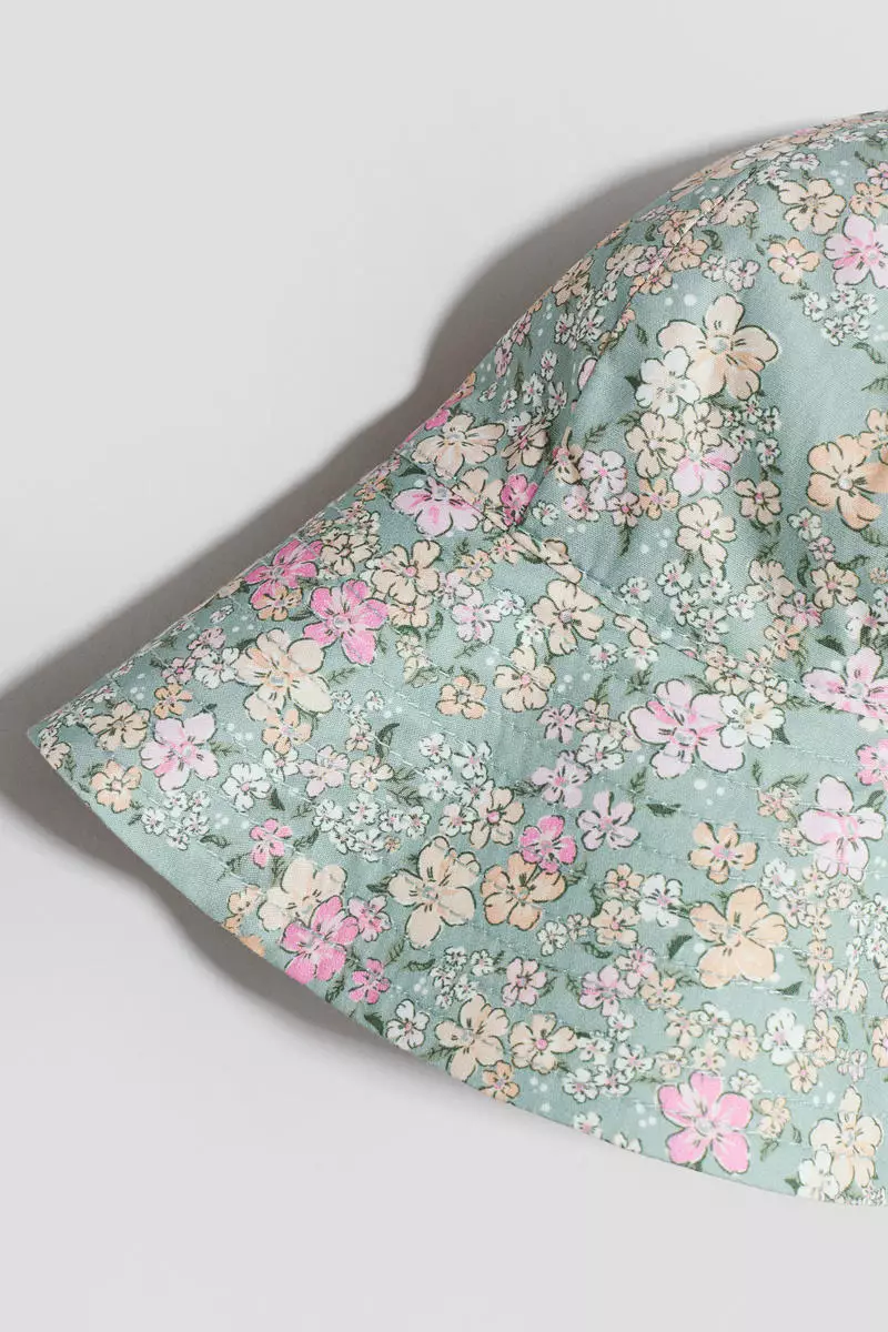 Printed wide-brim sun hat