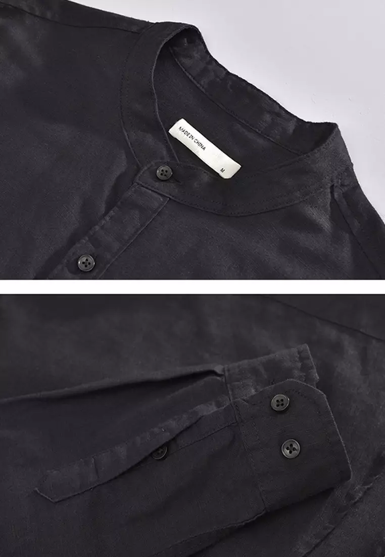 Literary And Simple Round Neck Cotton Linen Shirt WM603