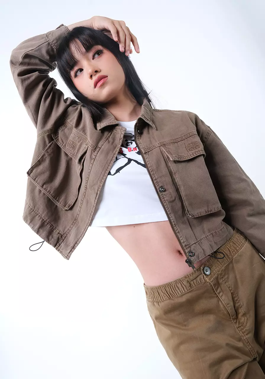 Jaket Wanita Cropped Geya Brown