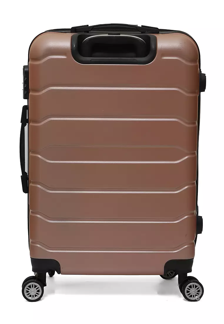 Austin Koper Hardcase Unisex Size 24 Inch Large Compartment Suitcase Combination Lock Material ABS+PVC Coated ORIGINAL - Rose Gold
