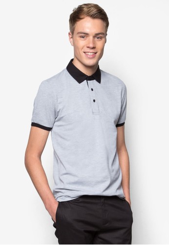 Polo Shirt with Contrast Collar and Inner Placket