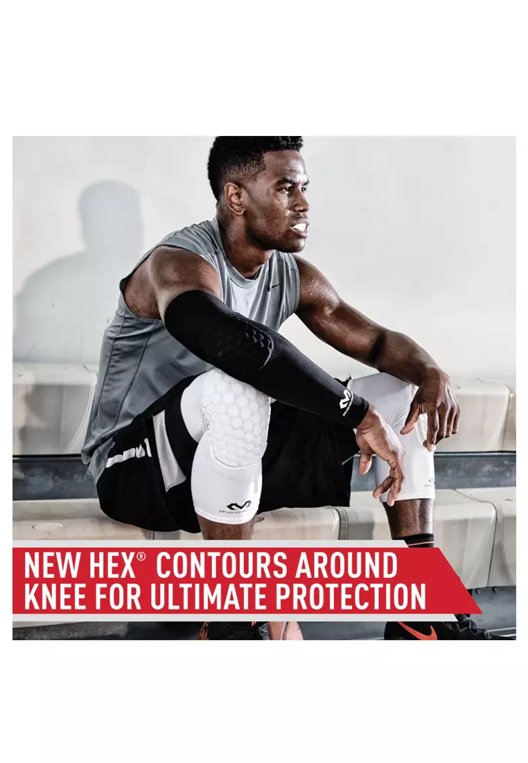 McDavid Hex Leg Sleeves With Knee Pad 6446 - White Basketball Padded Leg  Sleeves 