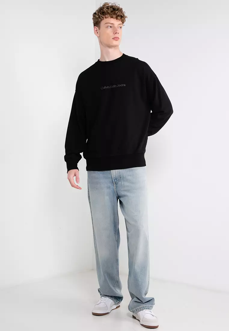 Calvin Klein Jeans Monologo Washed Crew Neck Sweater, DEFSHOP