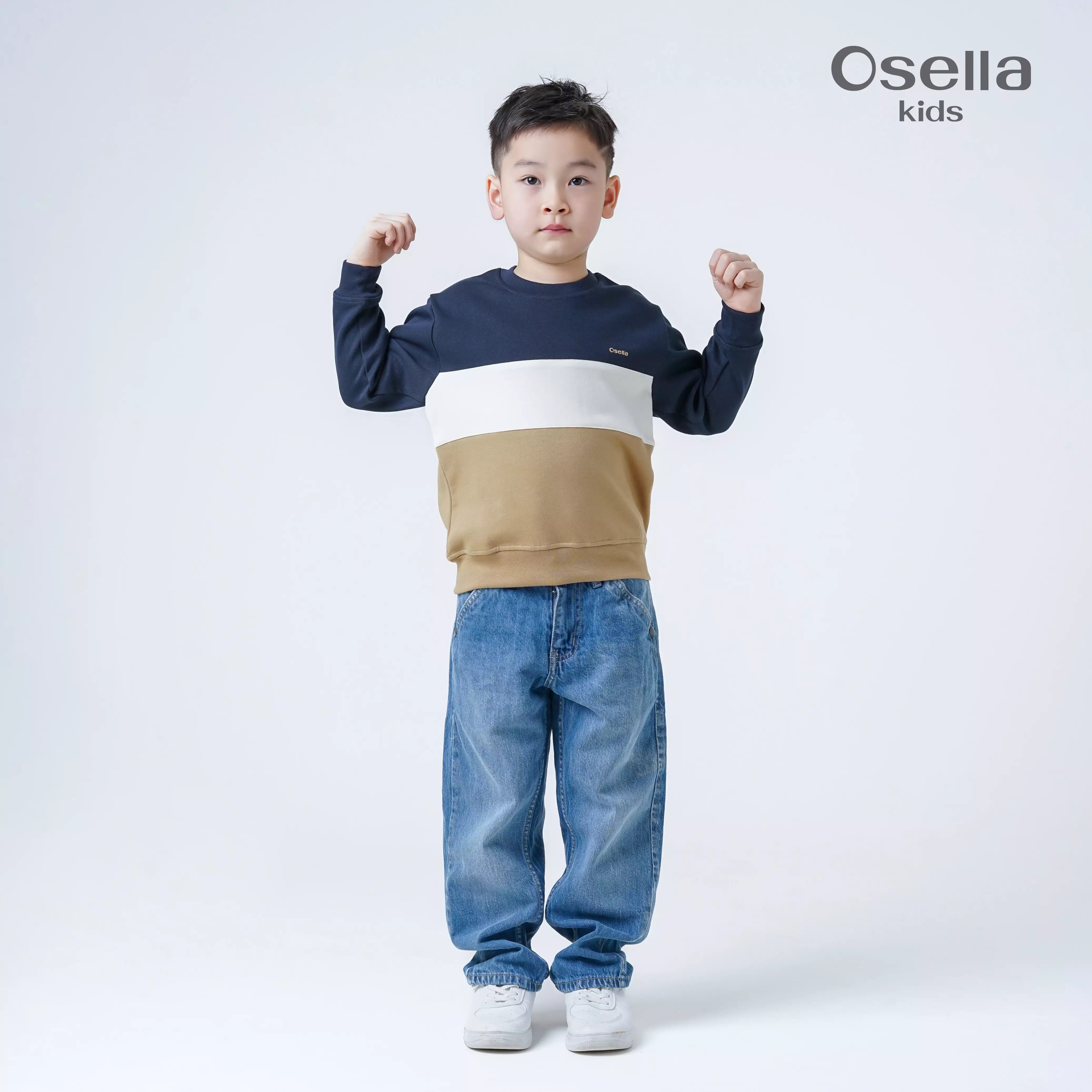 Osella Kids Tri-Color Danball Sweatshirt 2212660259 | Sweater Anak Laki Laki Lengan Panjang