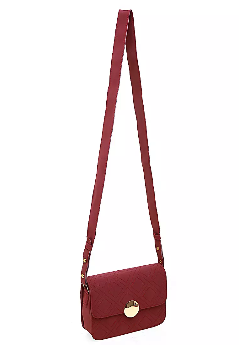 Fizva Tas Selempang Wanita Design Simple Tali Panjang Quality Premium - Maroon