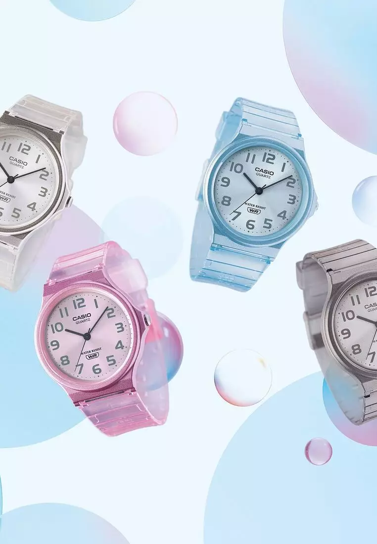 Pop Series Unisex Analog Watch MQ-24S-7B with White Transparent Resin Band