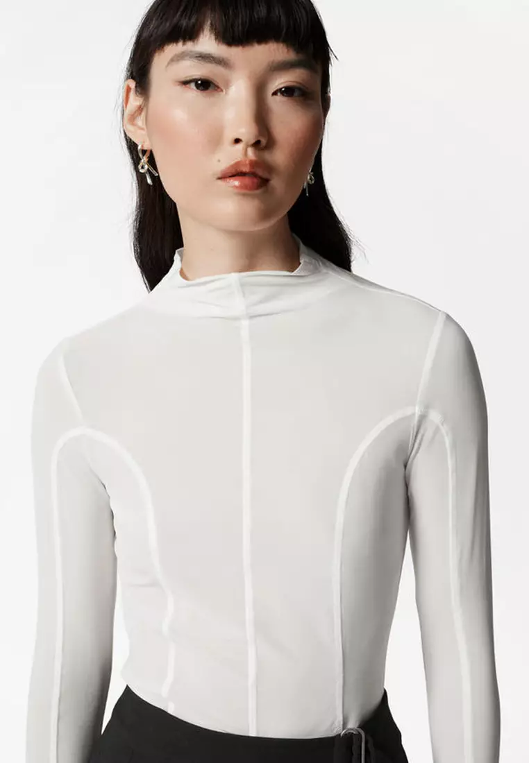 Sheer Mock Neck Top
