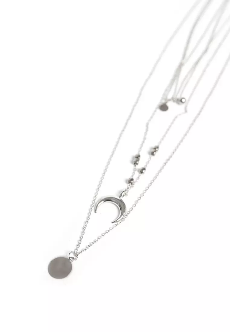 Kalung Liontin Choker Retro Pendant Necklace Perhiasaan Fashion Wanita - Silver