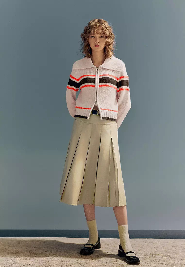 UR春季新款女装都市时髦气质风A字显瘦百褶半裙UWU540011