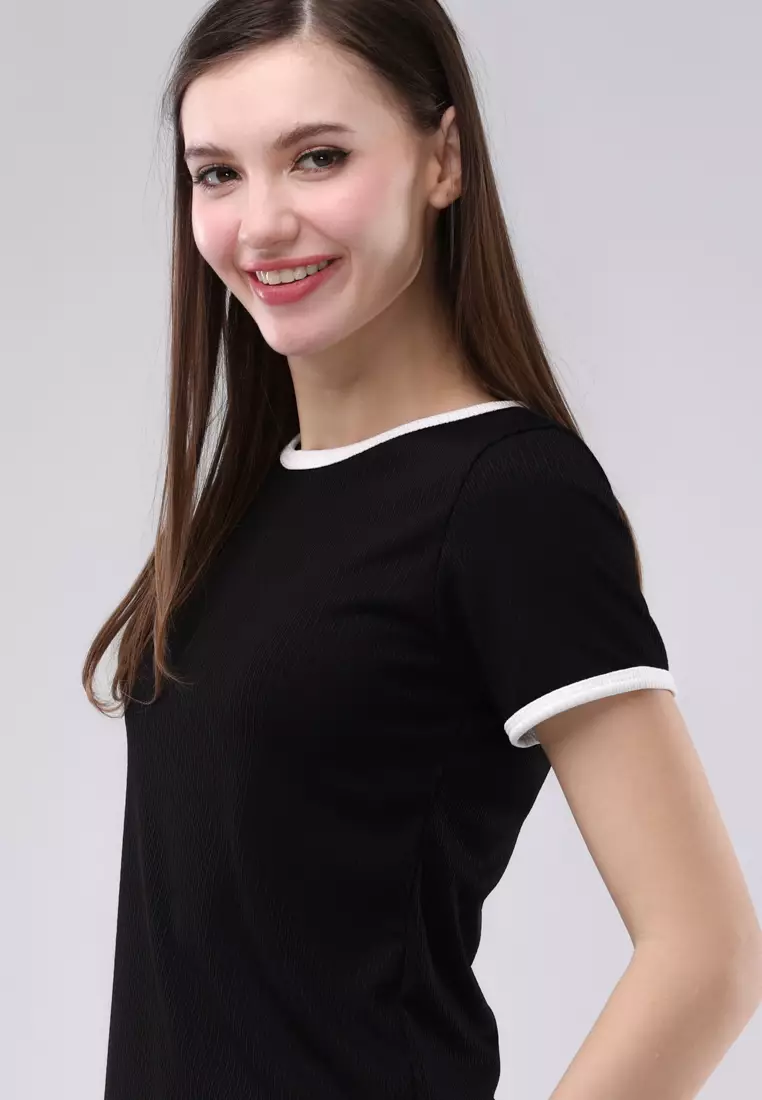 Special Textured Knits Short Sleeves Blouse