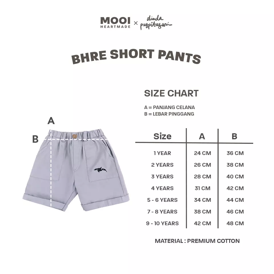 Mooi X Dinda Puspitasari Celana Pendek Anak BHRE Short Pants Kids - Grey