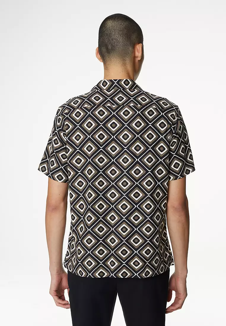 Easy Iron Linen Blend Printed Shirt