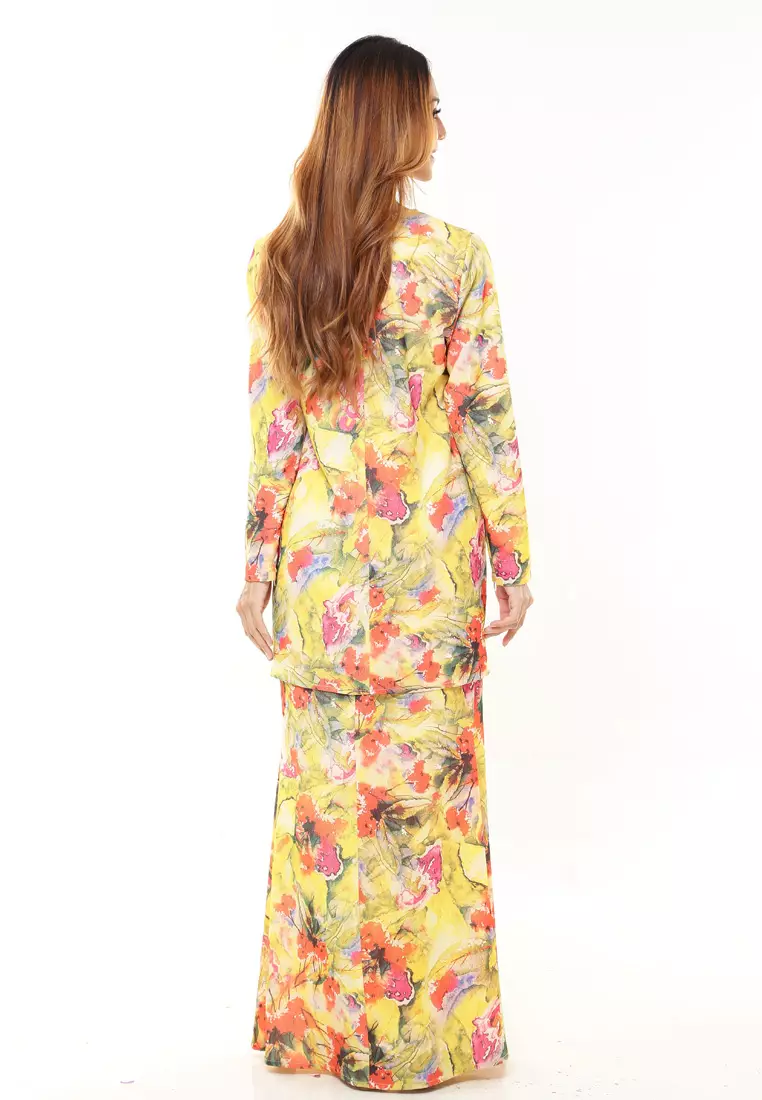 Rina Printed Kurung Yellow Rainbow