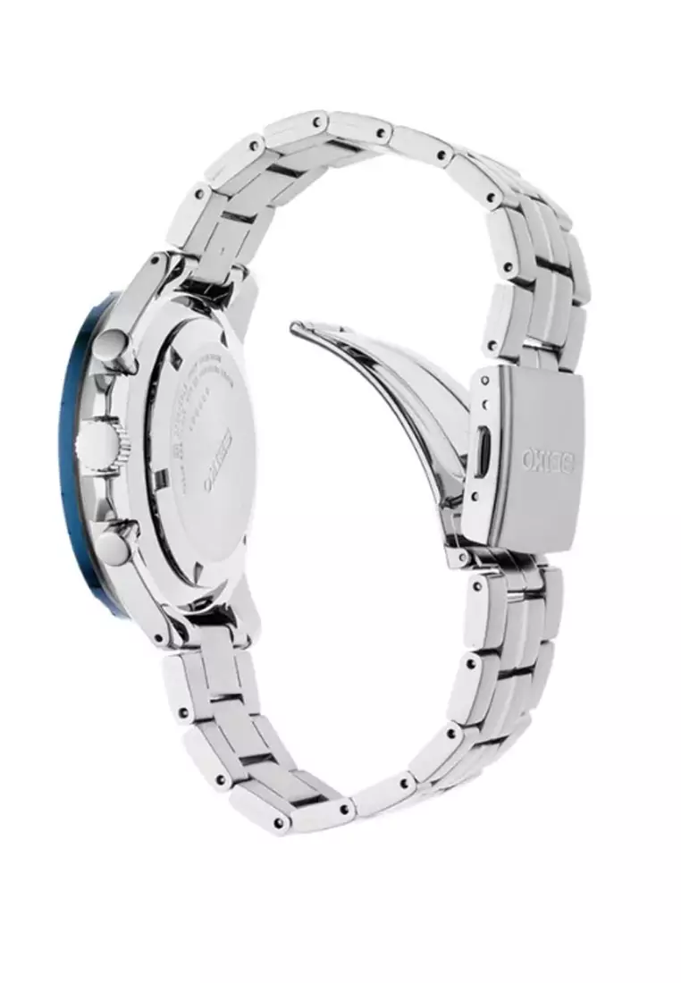 Jam Tangan Seiko SSB453 SSB453P1 Strap Stainless Steel Silver Chronograph Men Discover More Blue Dial Color Original Garansi Resmi