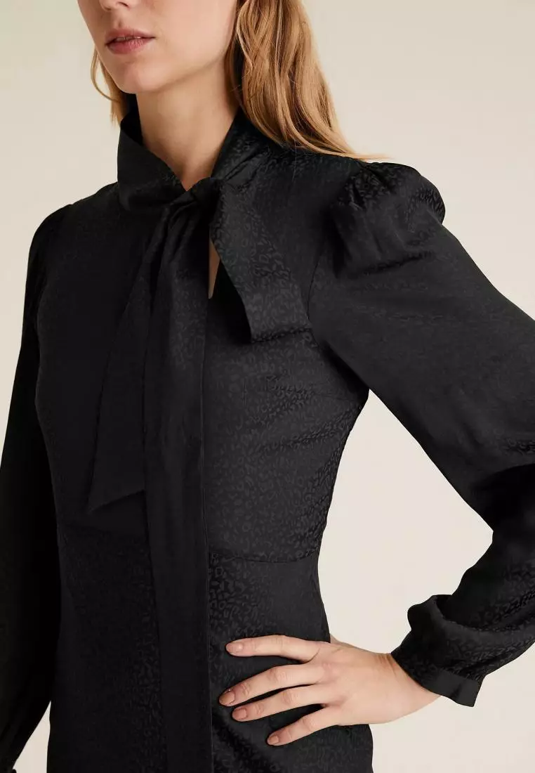 Satin Animal Print Midi Skater Dress