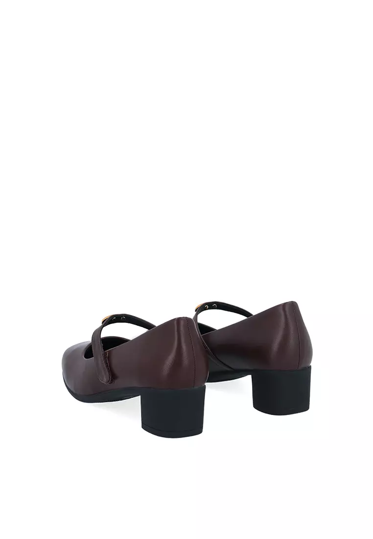 Dark Brown Elara Strap Pumps