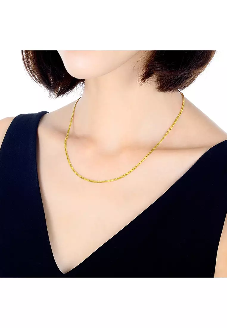 916/22K Gold Hollow Machine Curb Chain Necklace R020 (2.80MM, 45CM)