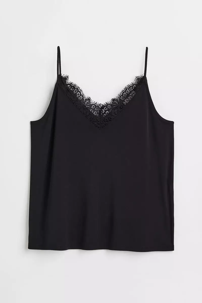 Buy H&M Lace-trimmed cami top 2025 Online | ZALORA