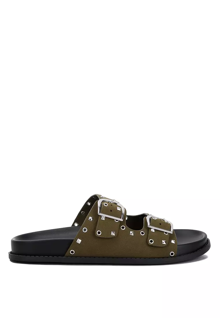 London Rag Khaki Lenny Embellished Sandals