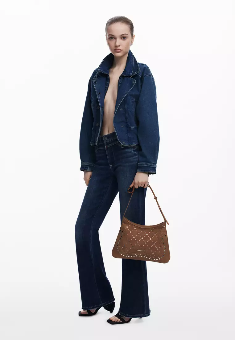 Medium cut-out faux leather bag