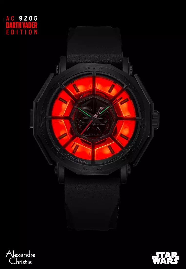 Alexandre Christie Star Wars Darth Vader Limited Edition Gift Set Men Black & White Dial Open Case Stainless Steel Black Premium Rubber 47mm - AC9205MHRDV1