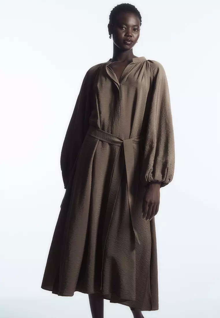 Belted midi shop shirt dress