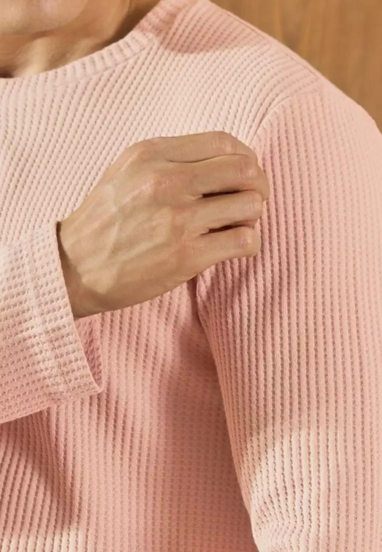 Kale Raffle Peach / Kaos Polos Tekstur Lengan Panjang Pria / Unisex