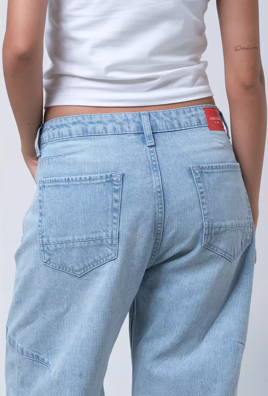 Celana Jeans Wanita Barrel Sora Light Blue