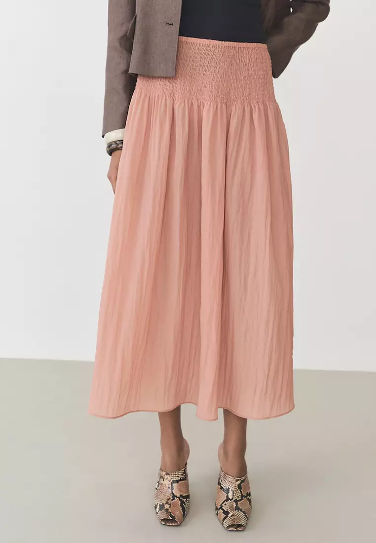 Pleated Skirt Mango Check Midi Skirt In Pink Mango Pink Midi Skirt