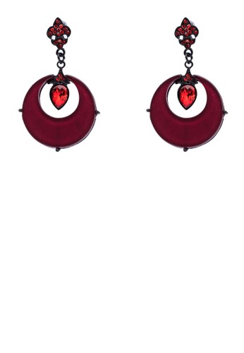 紅鋯石吊飾耳環, 飾品配esprit台北門市件, 首飾