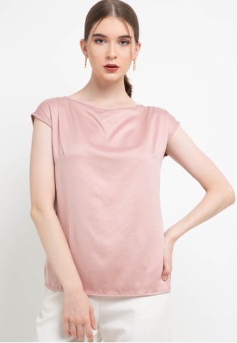 LLACES pink Satin Sleeveless Blouse 13879AABA0AF11GS_1