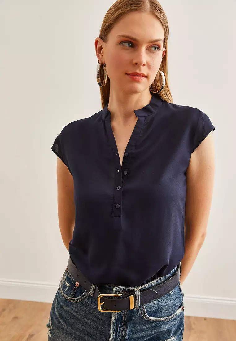 V-Neck Buttons Top
