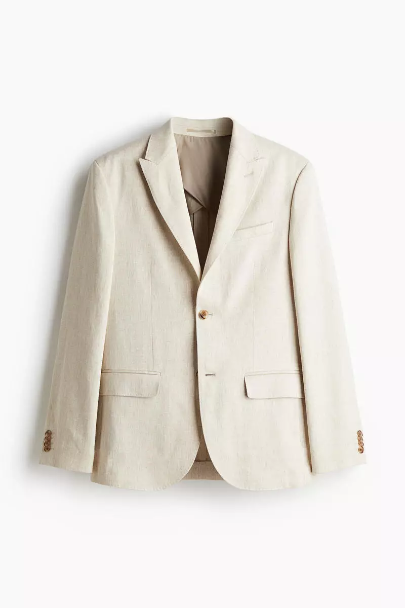 Regular Fit Linen-blend jacket