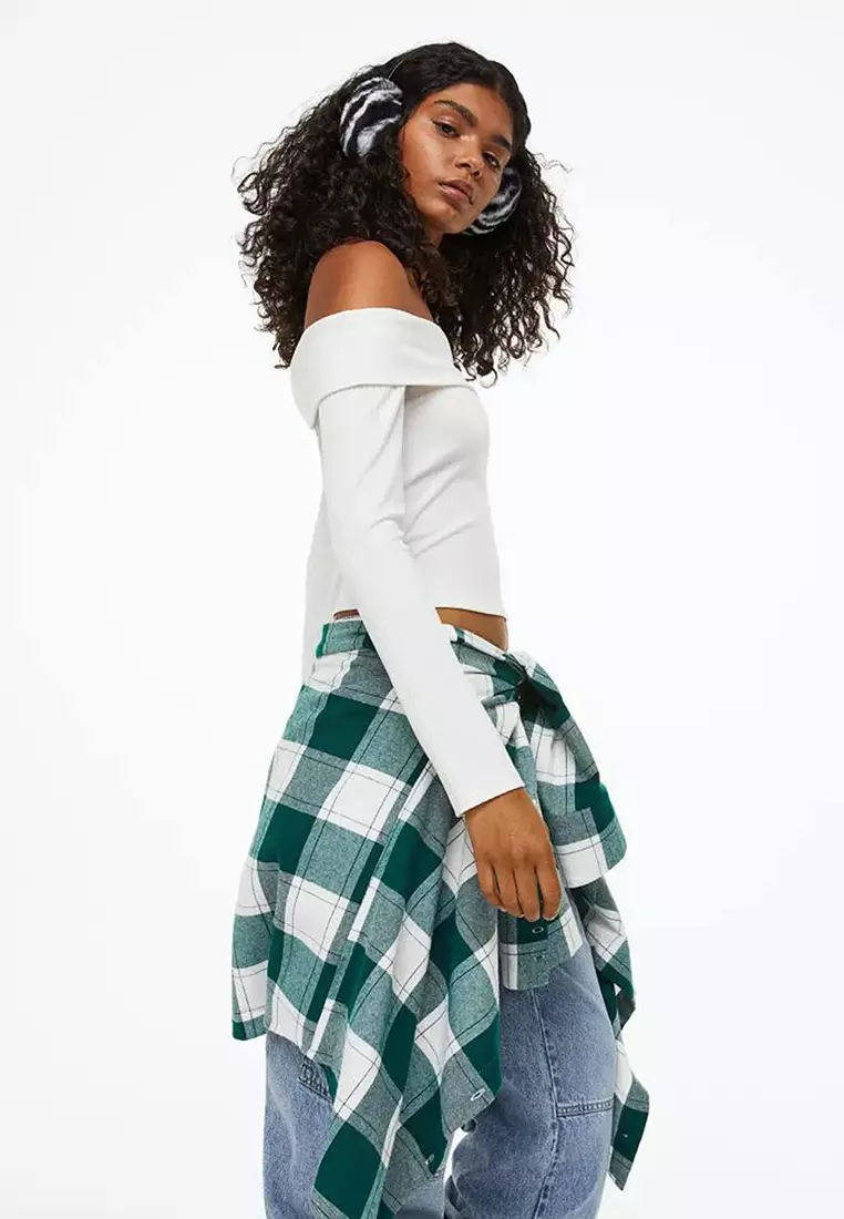 H&m ribbed off the shoulder top discount