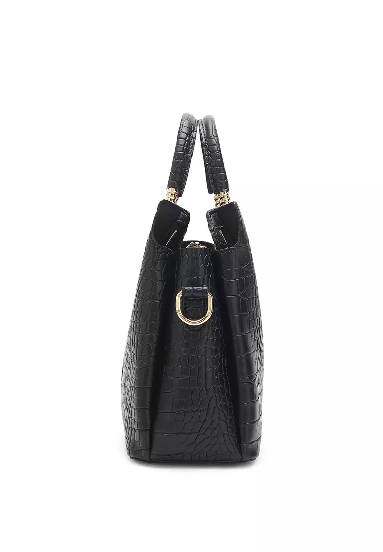 Women's 3-in-1 Handbag with Pouch & Purse - Black