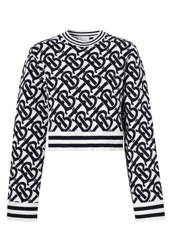 Burberry Burberry Monogram Wool Blend Jacquard Cropped Sweater in Natural  White 2023 | Buy Burberry Online | ZALORA Hong Kong